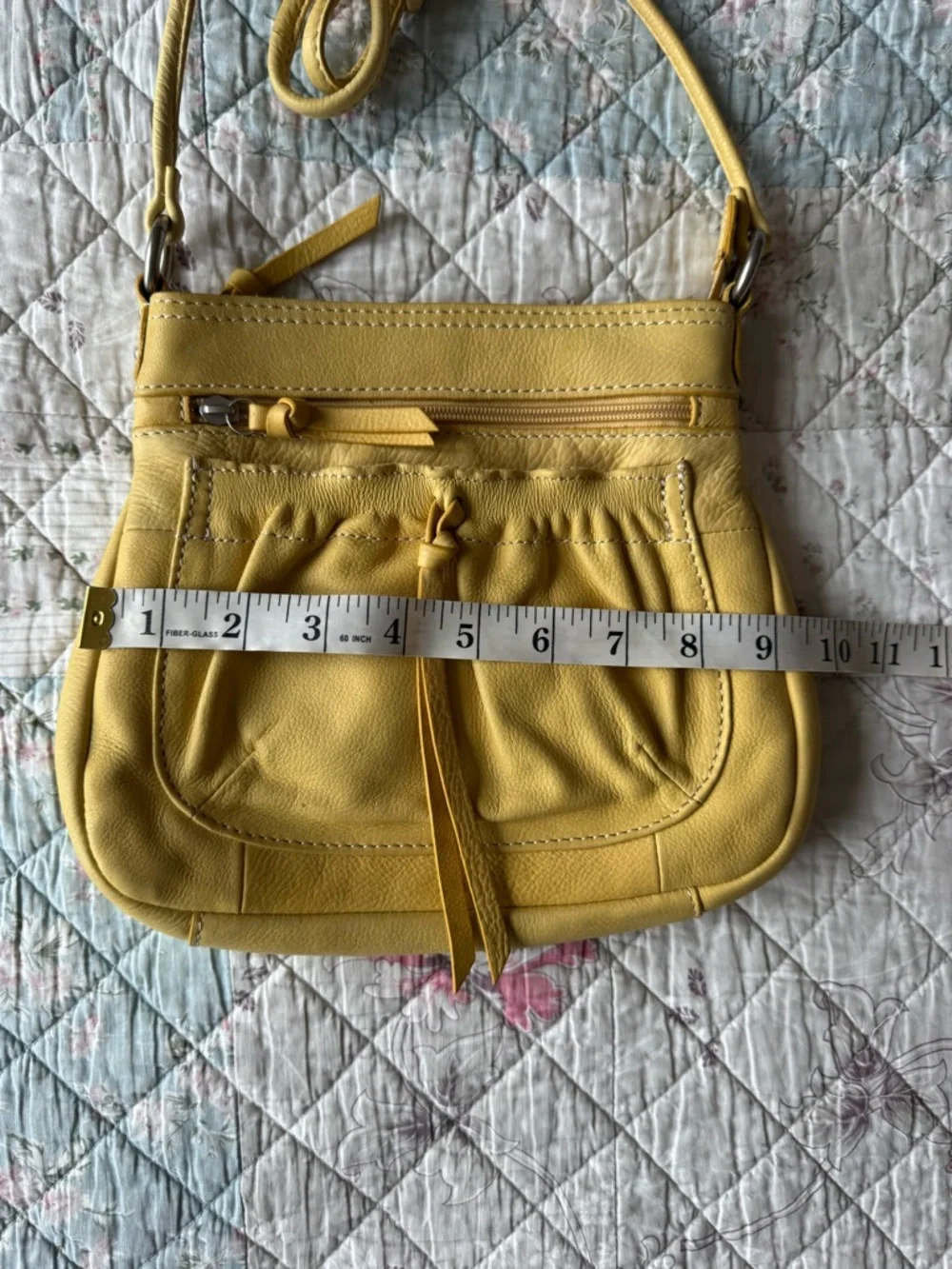 Fossil Genuine Leather Mustard Yellow Crossbody Bag - Picture 8 of 11